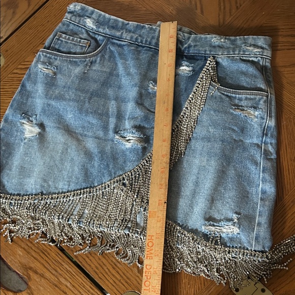 Denim Rhinestone Fringe Skirt - Picture 10 of 16